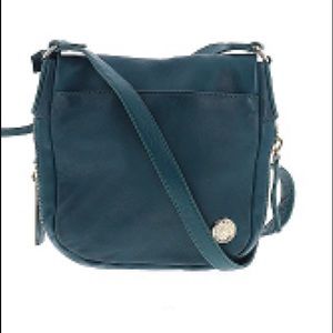 Vince Camuto Crossbody bag (adjustable in length)zipper,leather 9x9inches, teal